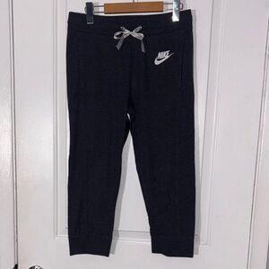 Nike Women's Dark Gray Joggers with White Logo